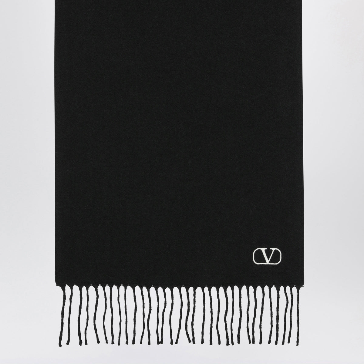 Valentino Garavani Black Scarf With Vlogo Embroidery Men VALENTINO GARAVANI