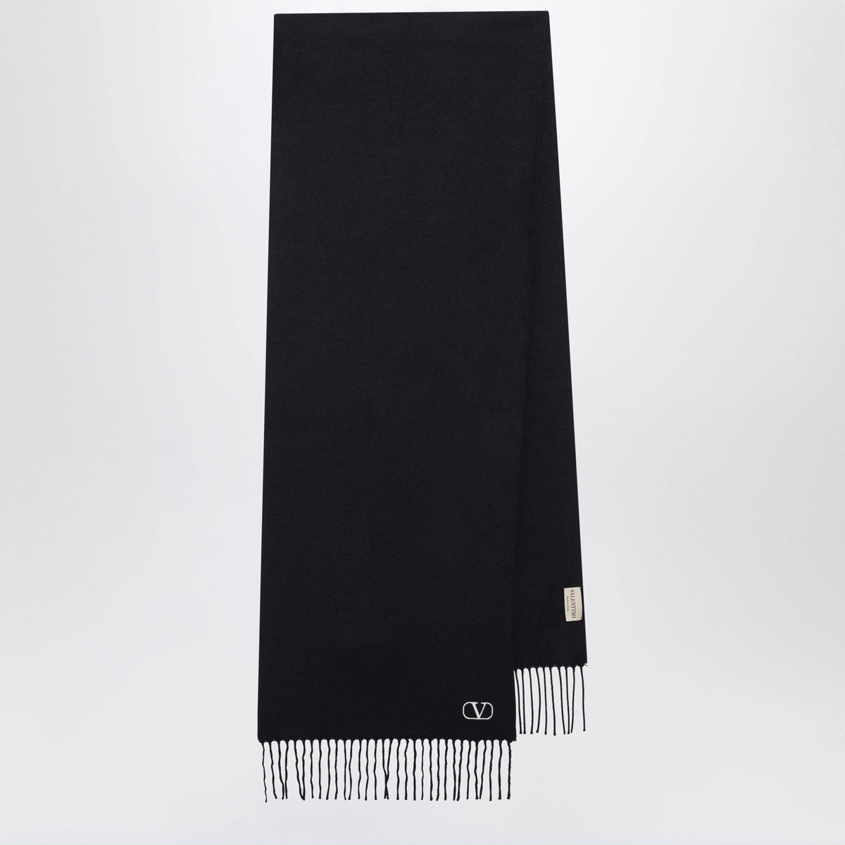 Valentino Garavani Navy Blue Scarf With Vlogo Embroidery Men Men VALENTINO GARAVANI