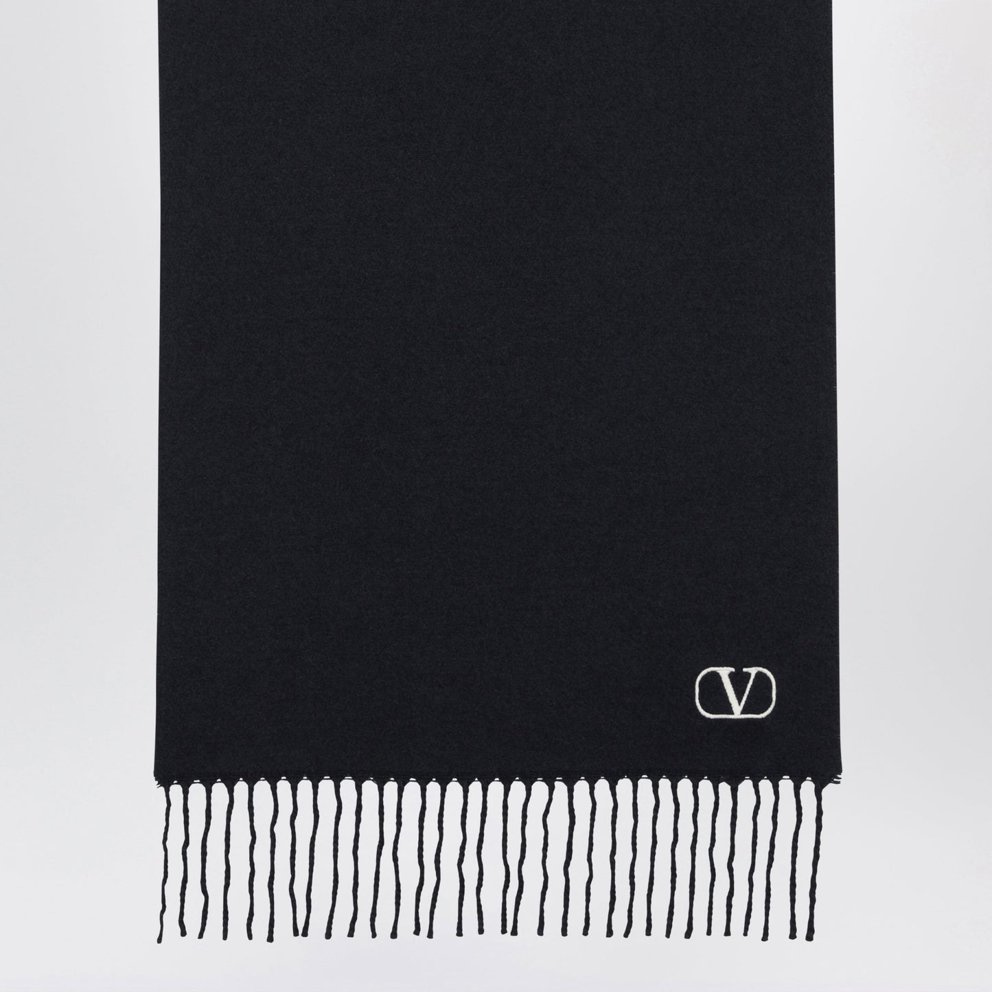Valentino Garavani Navy Blue Scarf With Vlogo Embroidery Men VALENTINO GARAVANI
