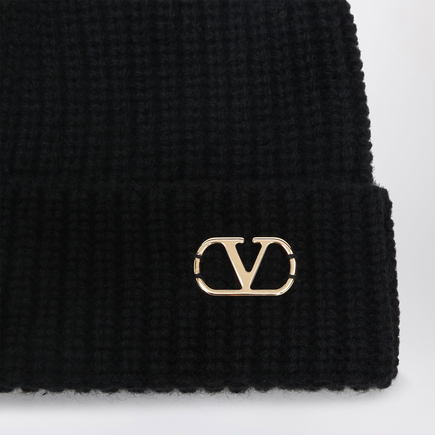Valentino Garavani Black Vlogo Signature Cashmere Beanie Men VALENTINO GARAVANI