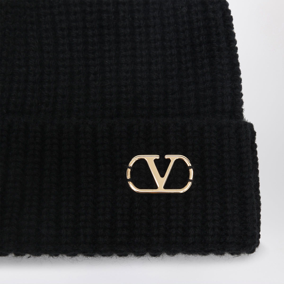Valentino Garavani Black Vlogo Signature Cashmere Beanie Men VALENTINO GARAVANI