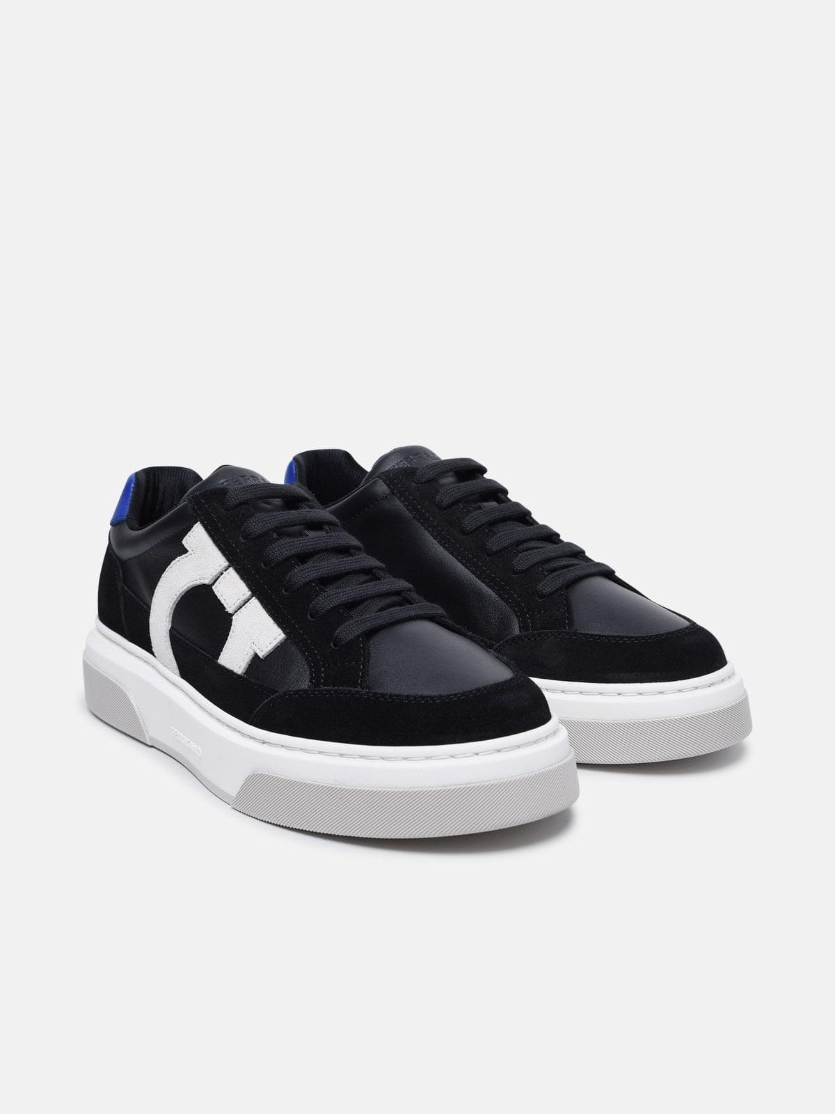 Ferragamo Men Cassina' Black Leather Blend Sneakers FERRAGAMO