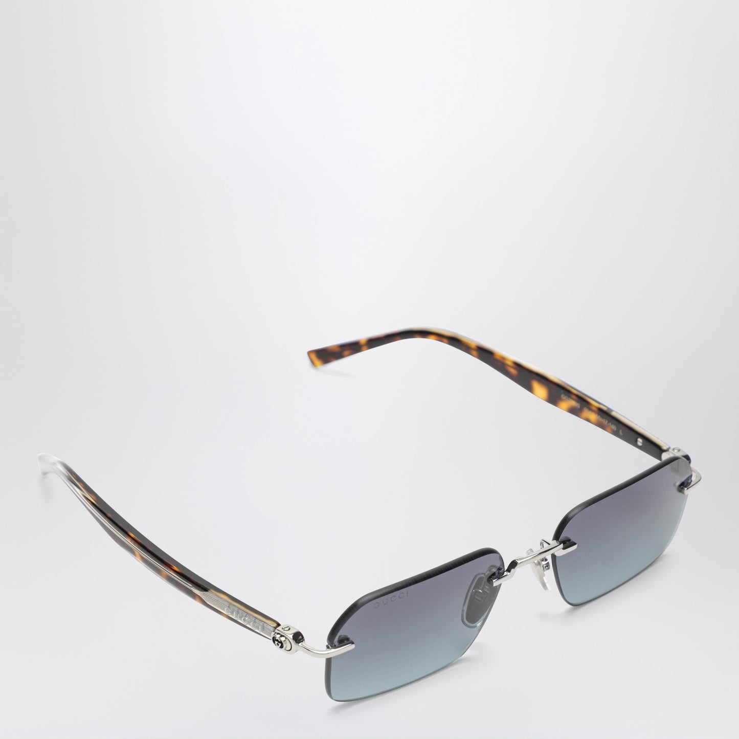 Gucci Silver-Tone Metal Rectangular Sunglasses Women GUCCI