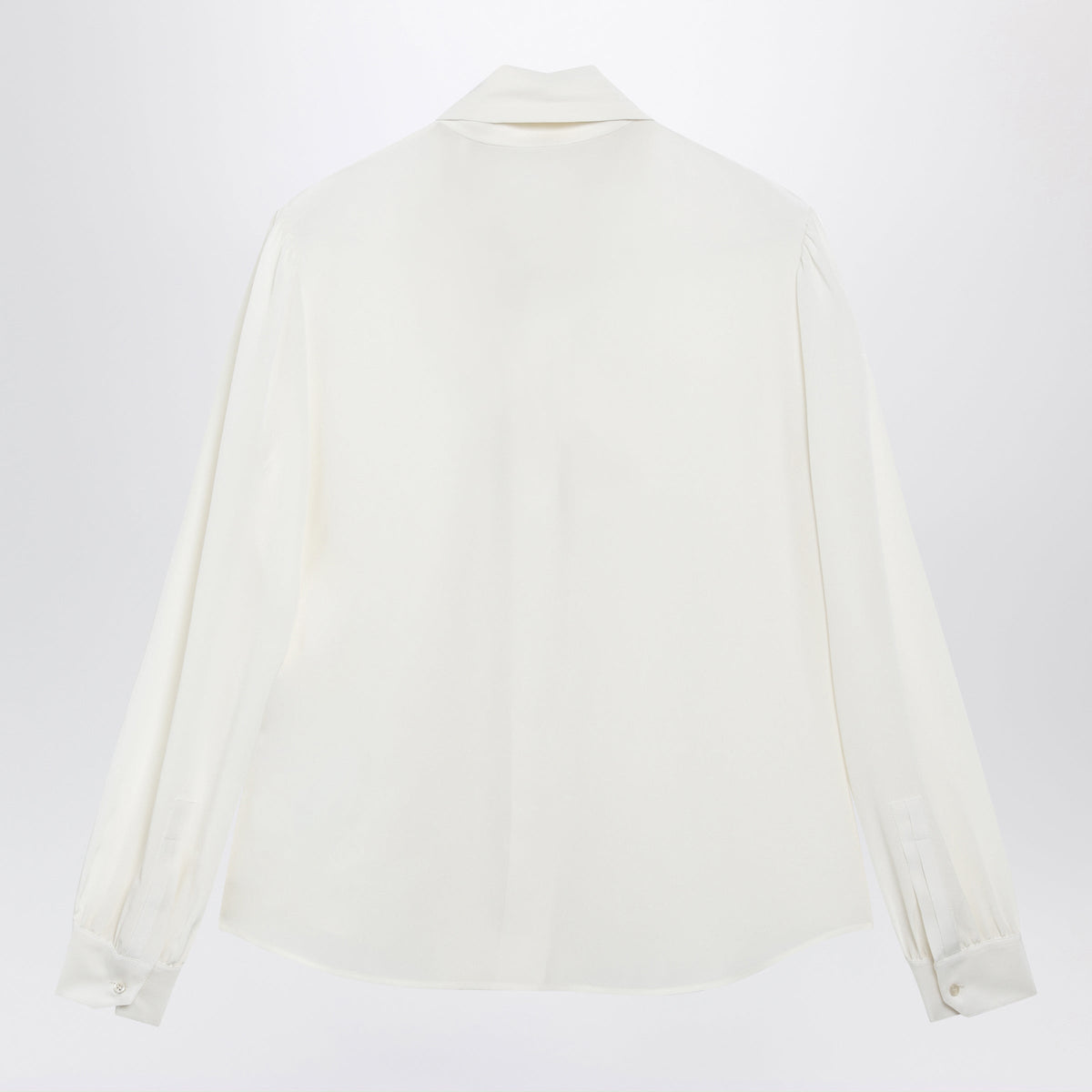 Saint Laurent Chalk Silk Lavalliã¨Re-Neck Blouse Women SAINT LAURENT