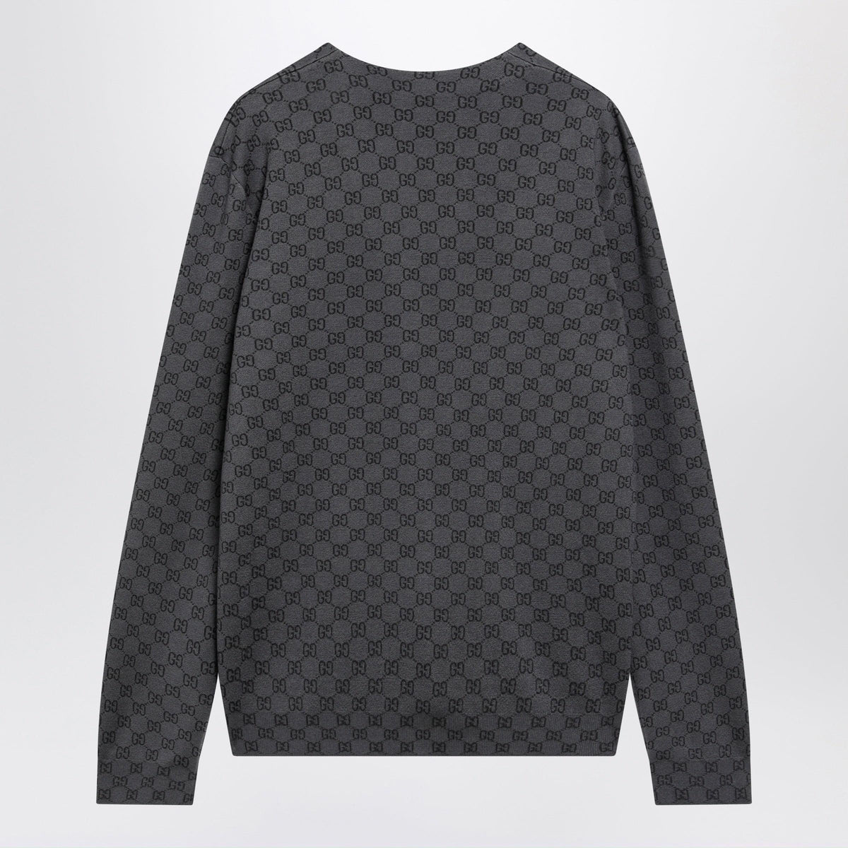 Gucci Grey Wool And Silk Cardigan With Gg Motif Men GUCCI