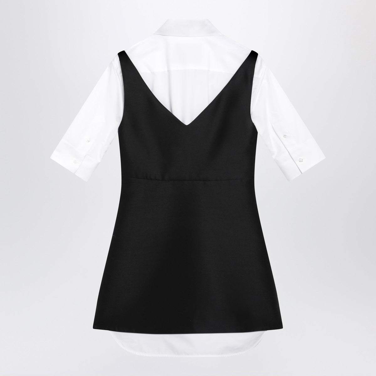 Balenciaga Hybrid Chemisier Mini Dress In Wool And Silk Black Women