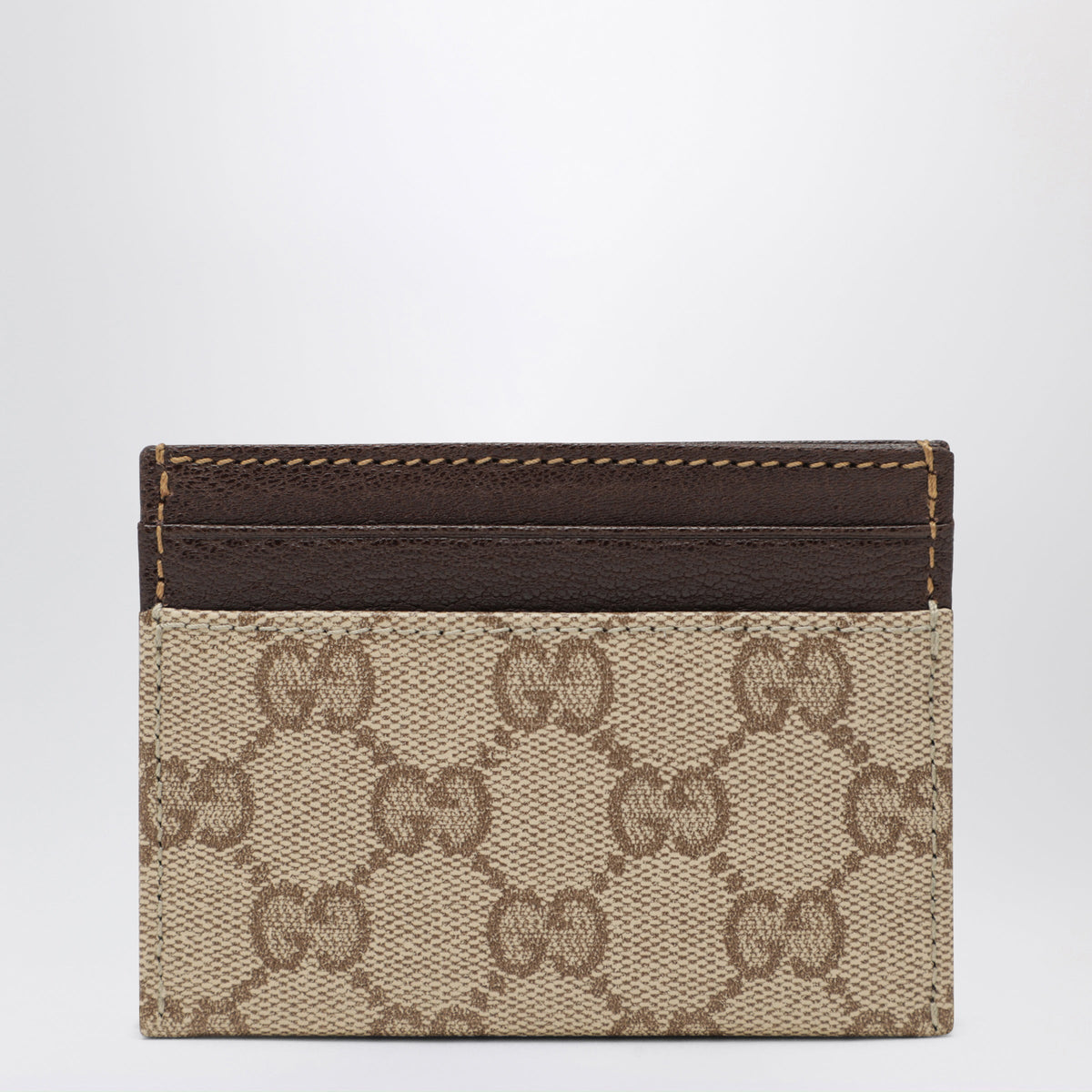Gucci Essence Classic Card Holder In Brown Gg Canvas Men GUCCI