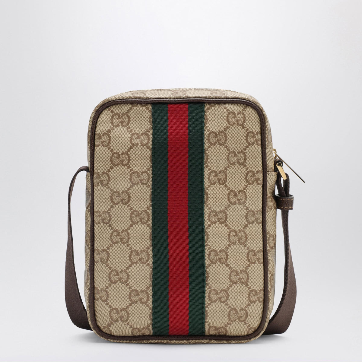 Gucci Mini Gg Bag With Web Stripe In Sand Beige Coated Fabric Men Men GUCCI