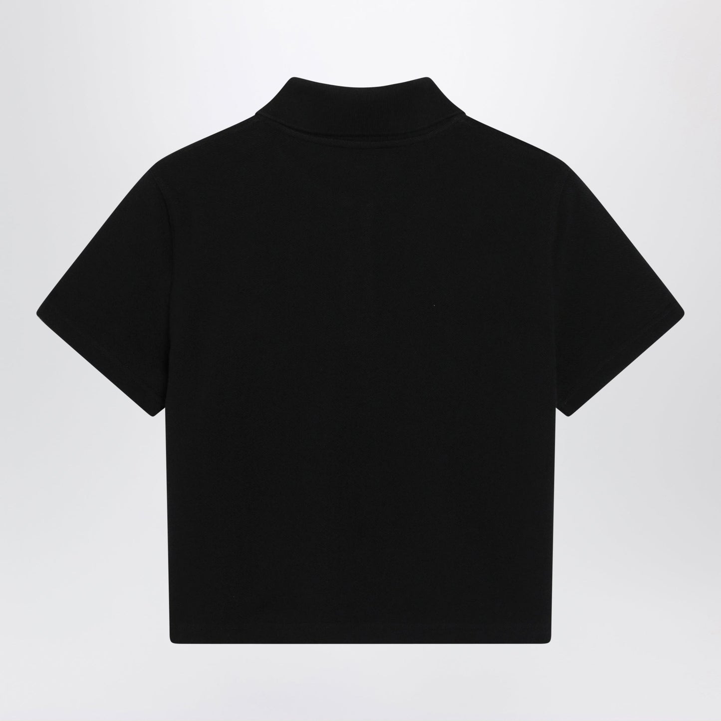 Saint Laurent Black Cropped Cotton Pique Polo Shirt Women SAINT LAURENT