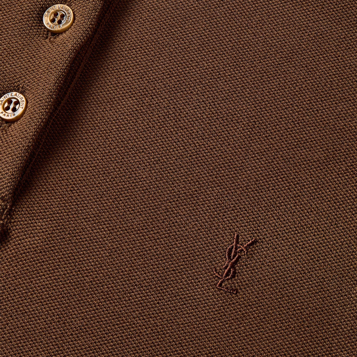 Saint Laurent Caramel Cropped Polo Shirt In Cotton Pique Women SAINT LAURENT