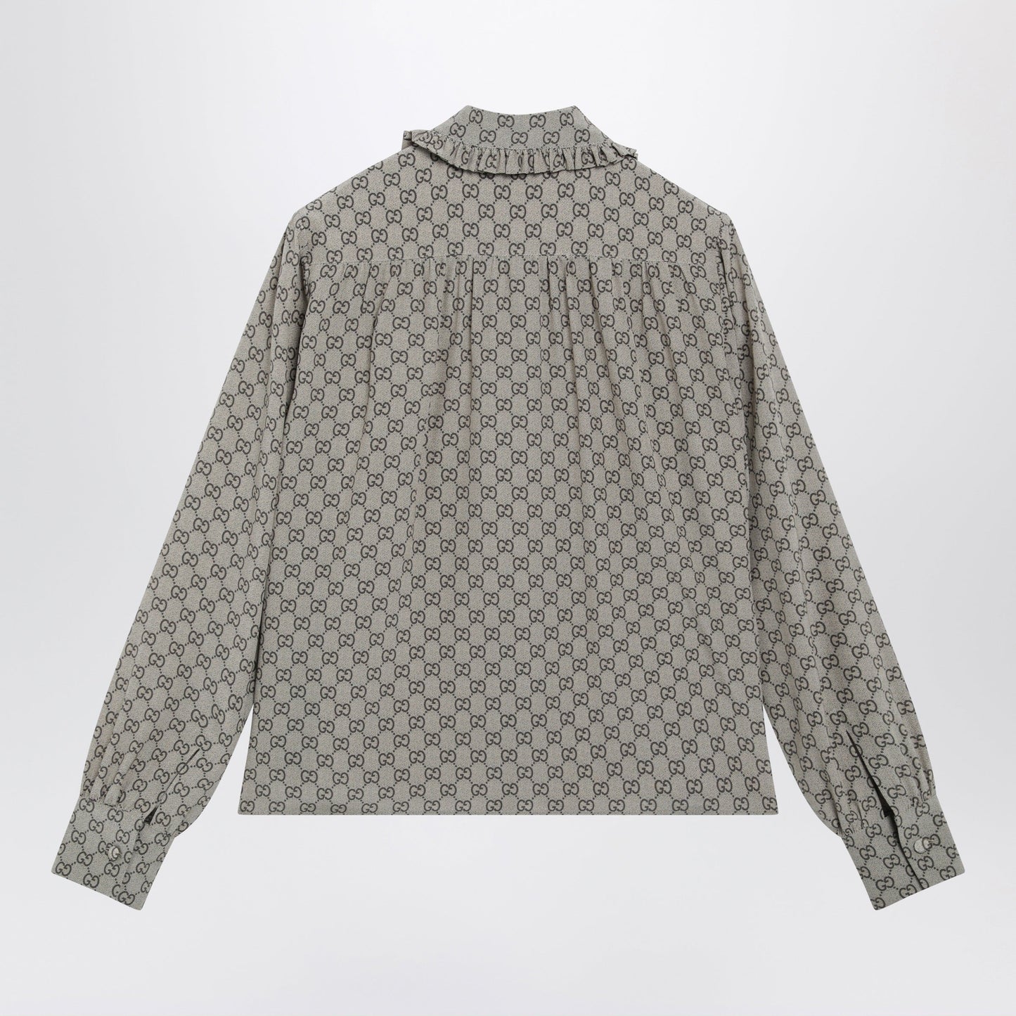 Gucci Beige Gg Print Silk Crãªpe De Chine Shirt Women GUCCI