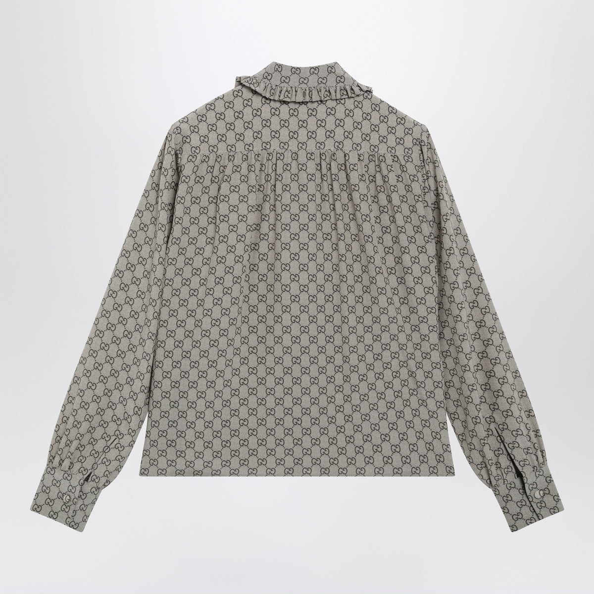 Gucci Beige Gg Print Silk Crãªpe De Chine Shirt Women GUCCI