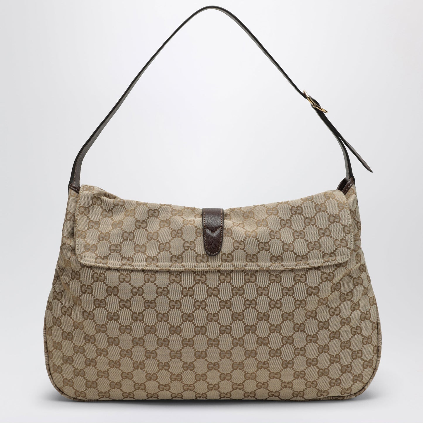 Gucci Jackie Flap Large Brown Gg Fabric Shoulder Bag Men GUCCI