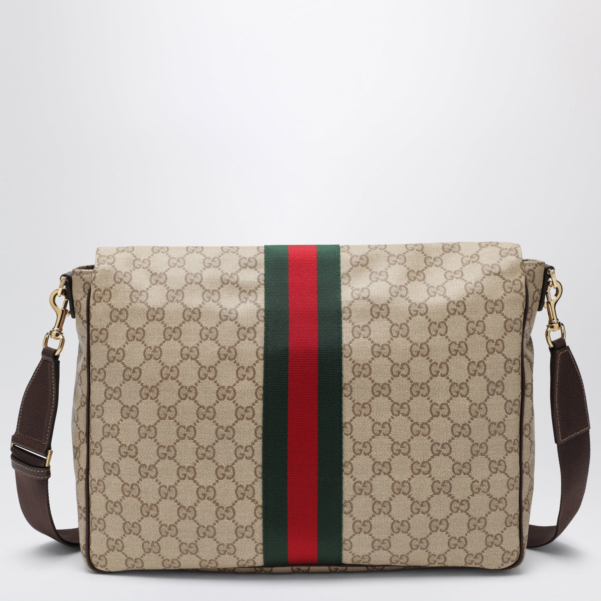 Gucci Medium Brown Gg Canvas Shoulder Bag Men GUCCI
