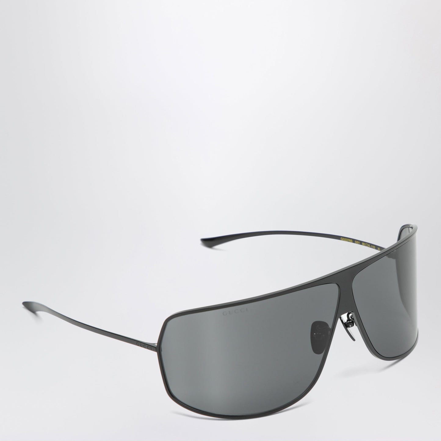 Gucci Black Shield Sunglasses With Grey Lenses Men GUCCI