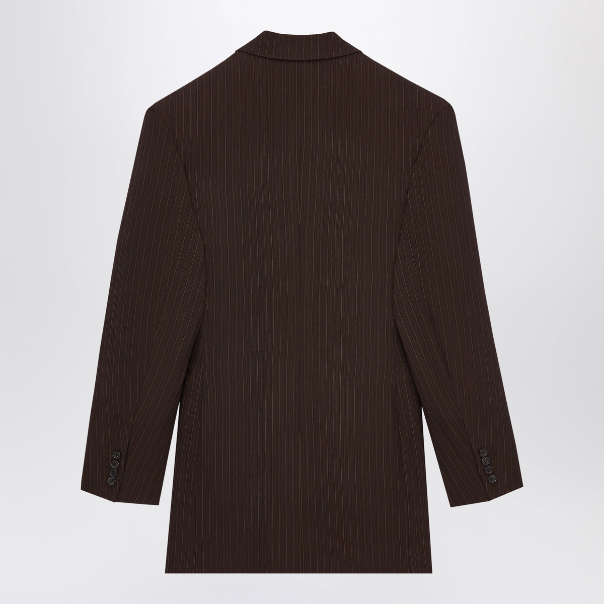 Saint Laurent Brown/Beige Double-Breasted Pinstriped Wool Melange Jacket Women SAINT LAURENT