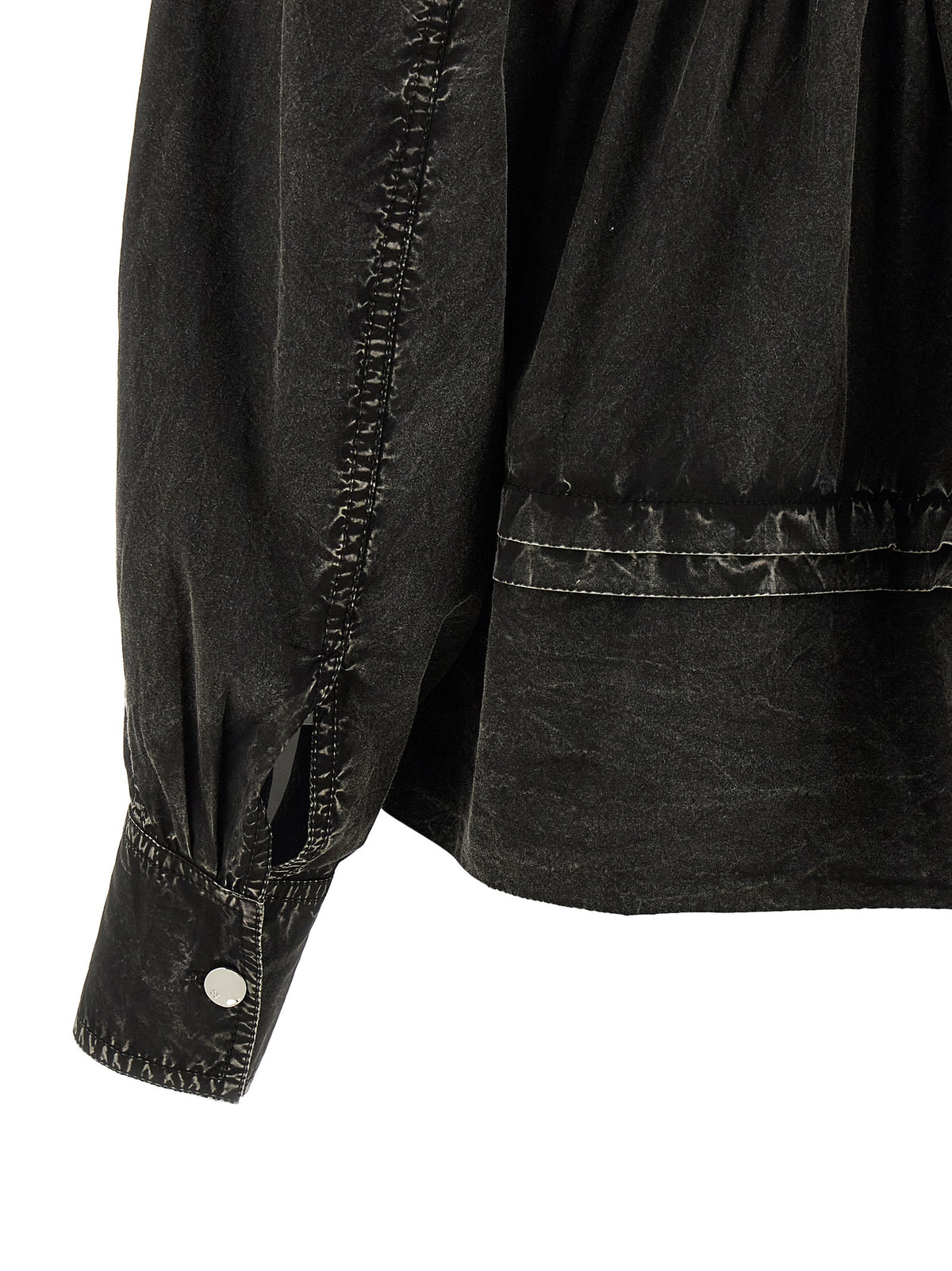 Ganni Women 'Black Washed Frill' Blouse GANNI