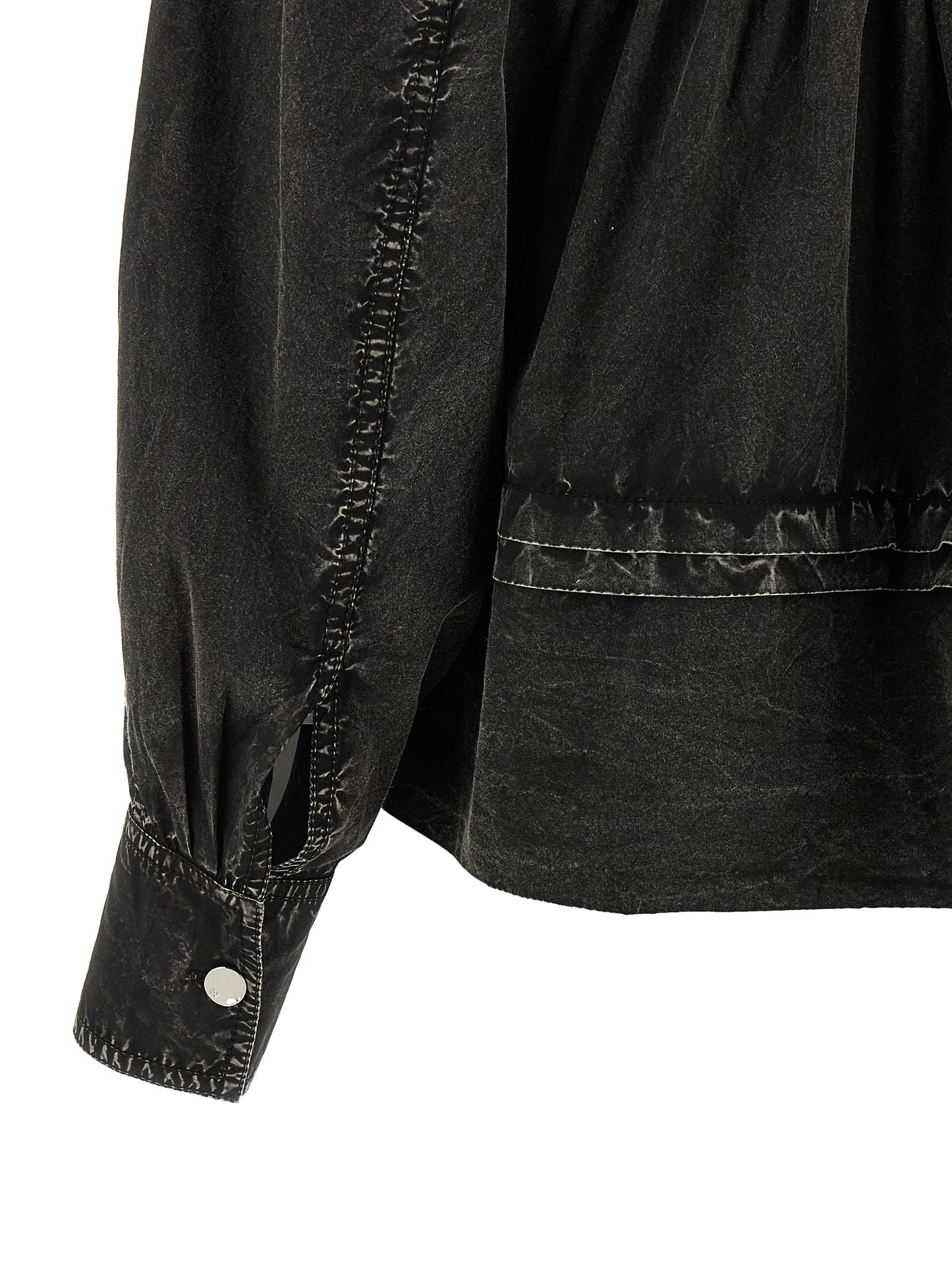 Ganni Women 'Black Washed Frill' Blouse GANNI