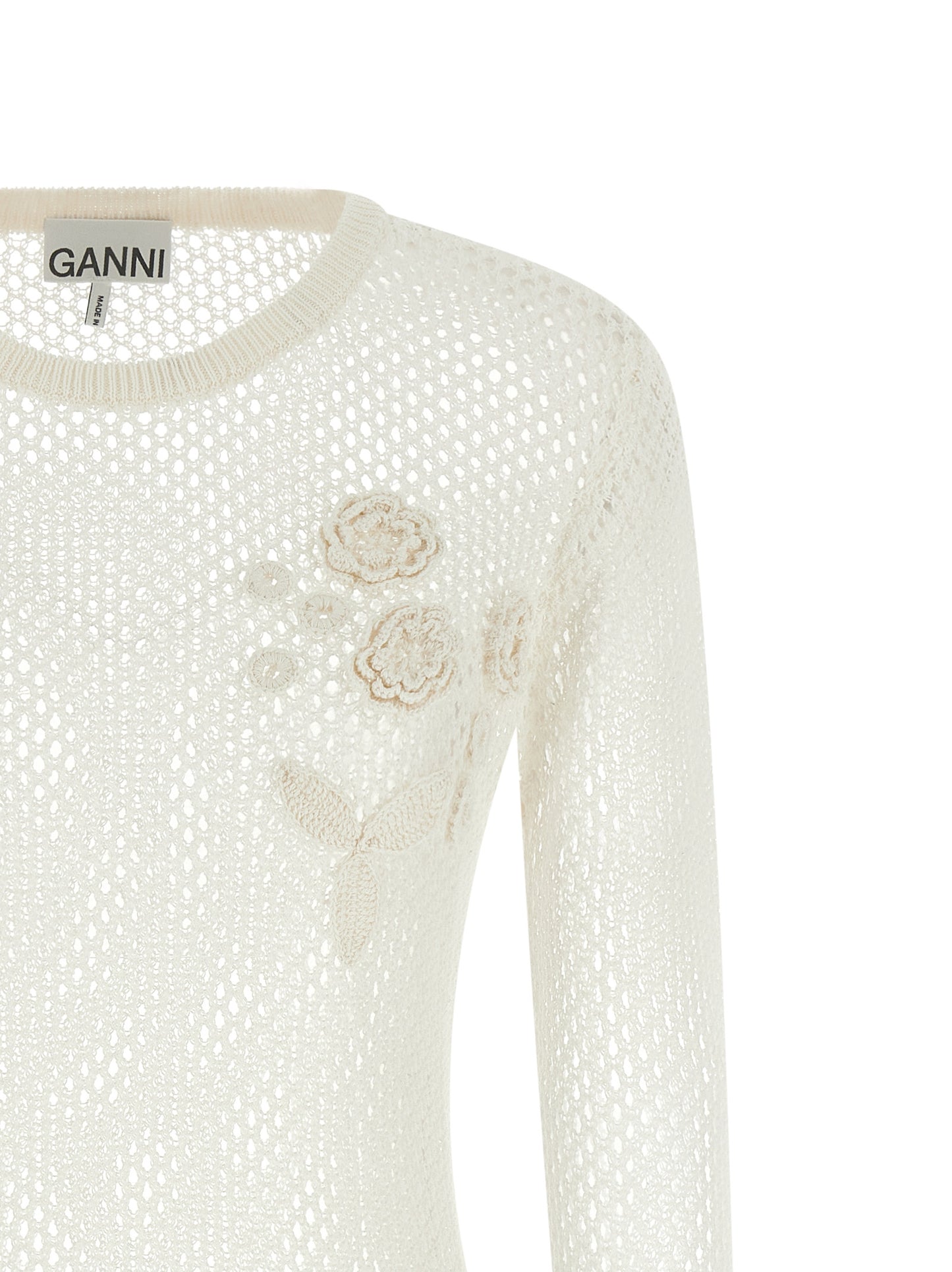Ganni Women Pointelle Cotton Sweater GANNI