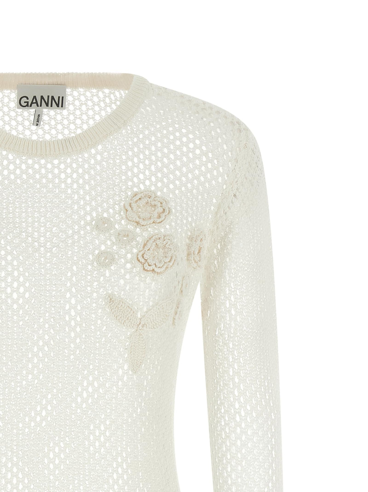 Ganni Women Pointelle Cotton Sweater GANNI