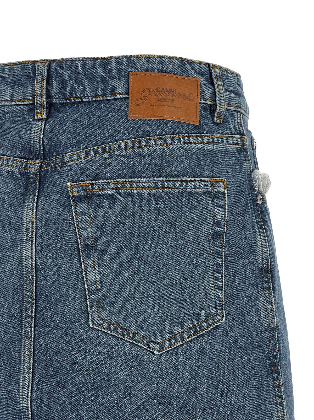 Ganni Women Denim And Lace Skirt GANNI