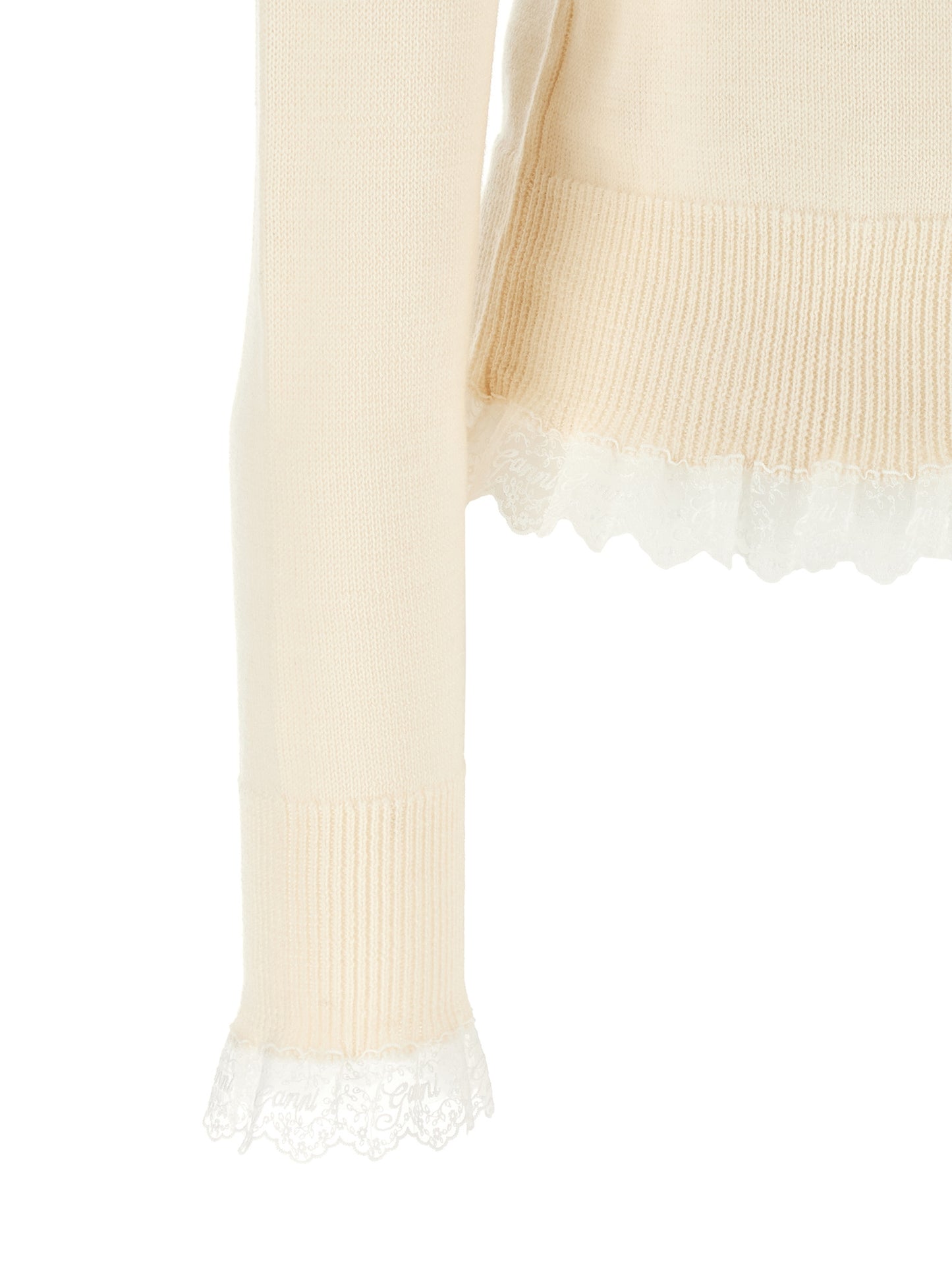 Ganni Women Ganni Turtleneck Sweater With Lace Trim GANNI