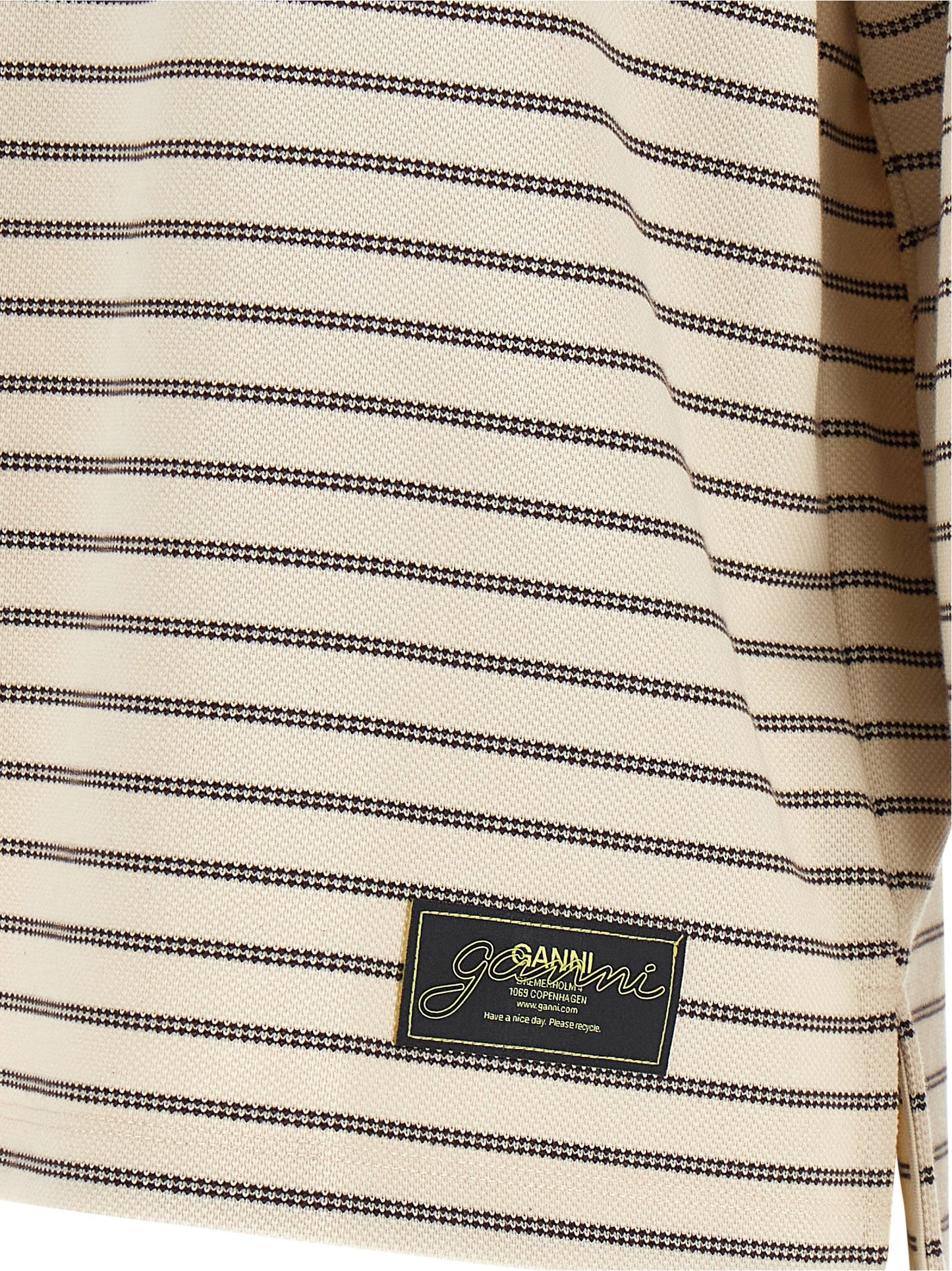 Ganni Women Striped Cotton Polo Shirt GANNI