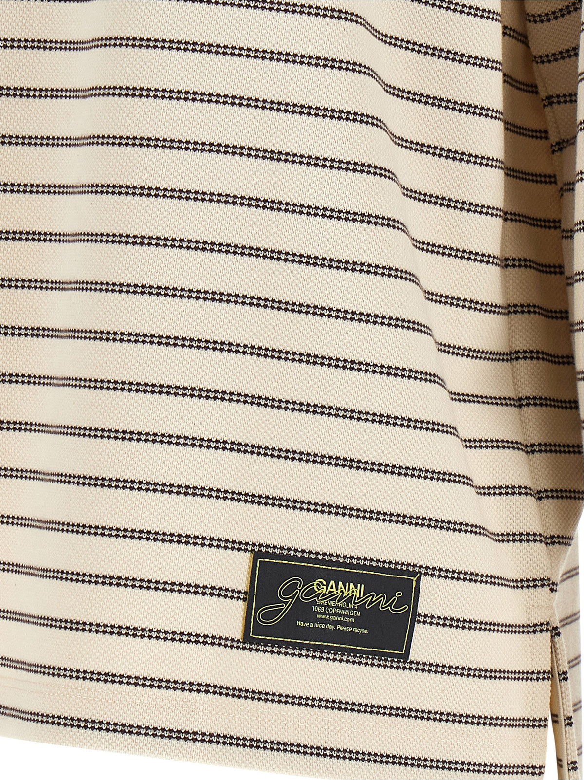 Ganni Women Striped Cotton Polo Shirt GANNI
