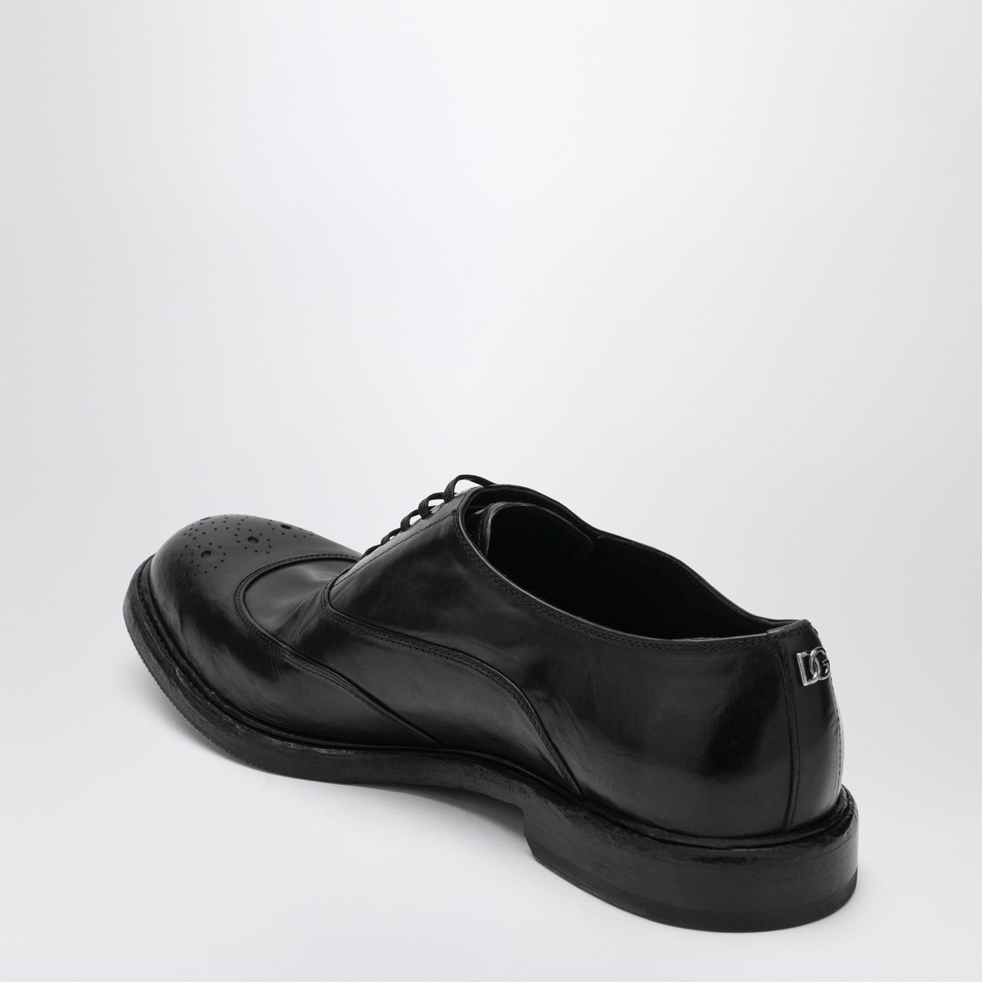 Dolce&Gabbana Washed Black Calfskin Lace-Up Shoe Men DOLCE & GABBANA