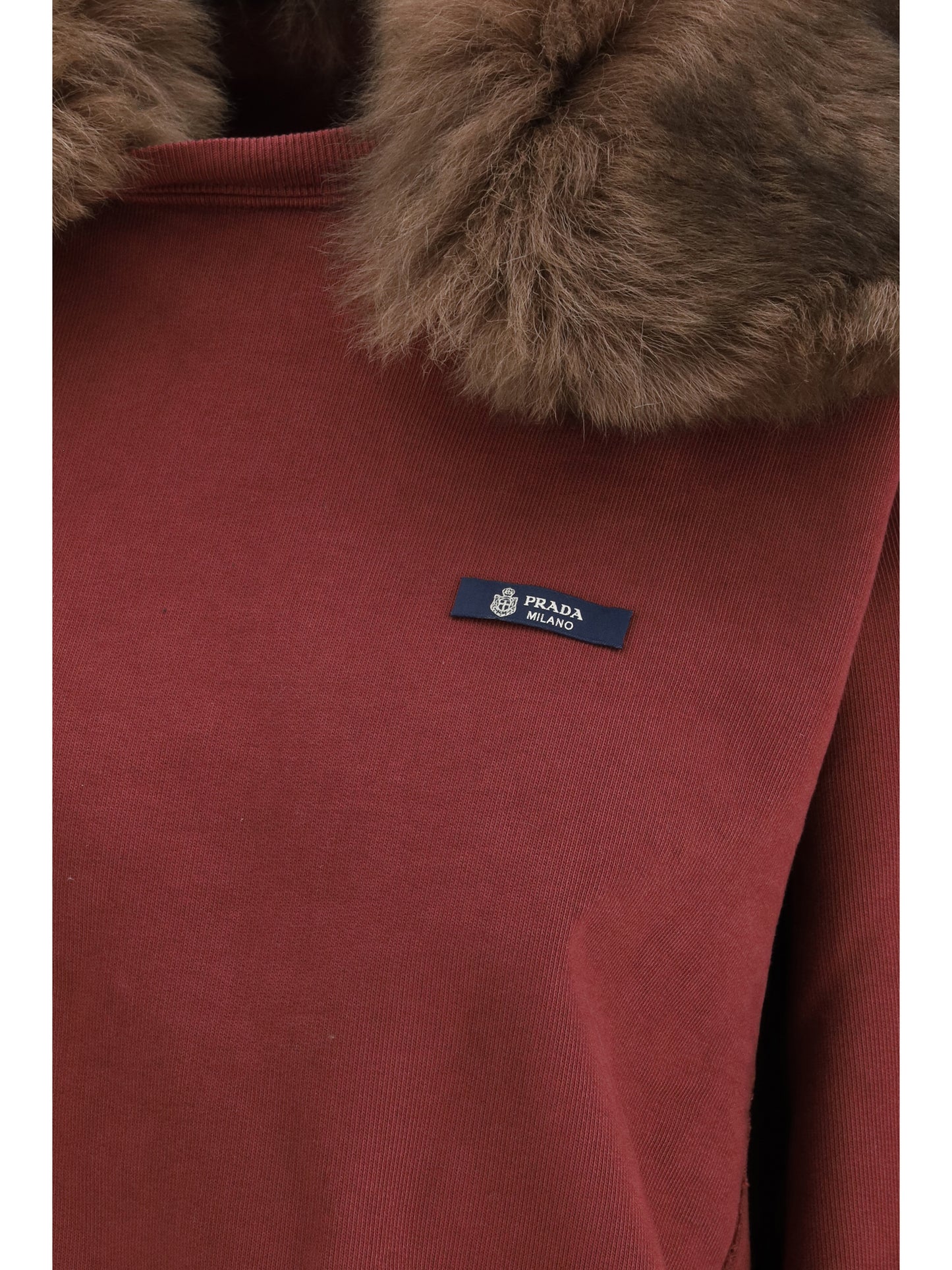 Prada Women Sweatshirt With A Shearling Collar PRADA