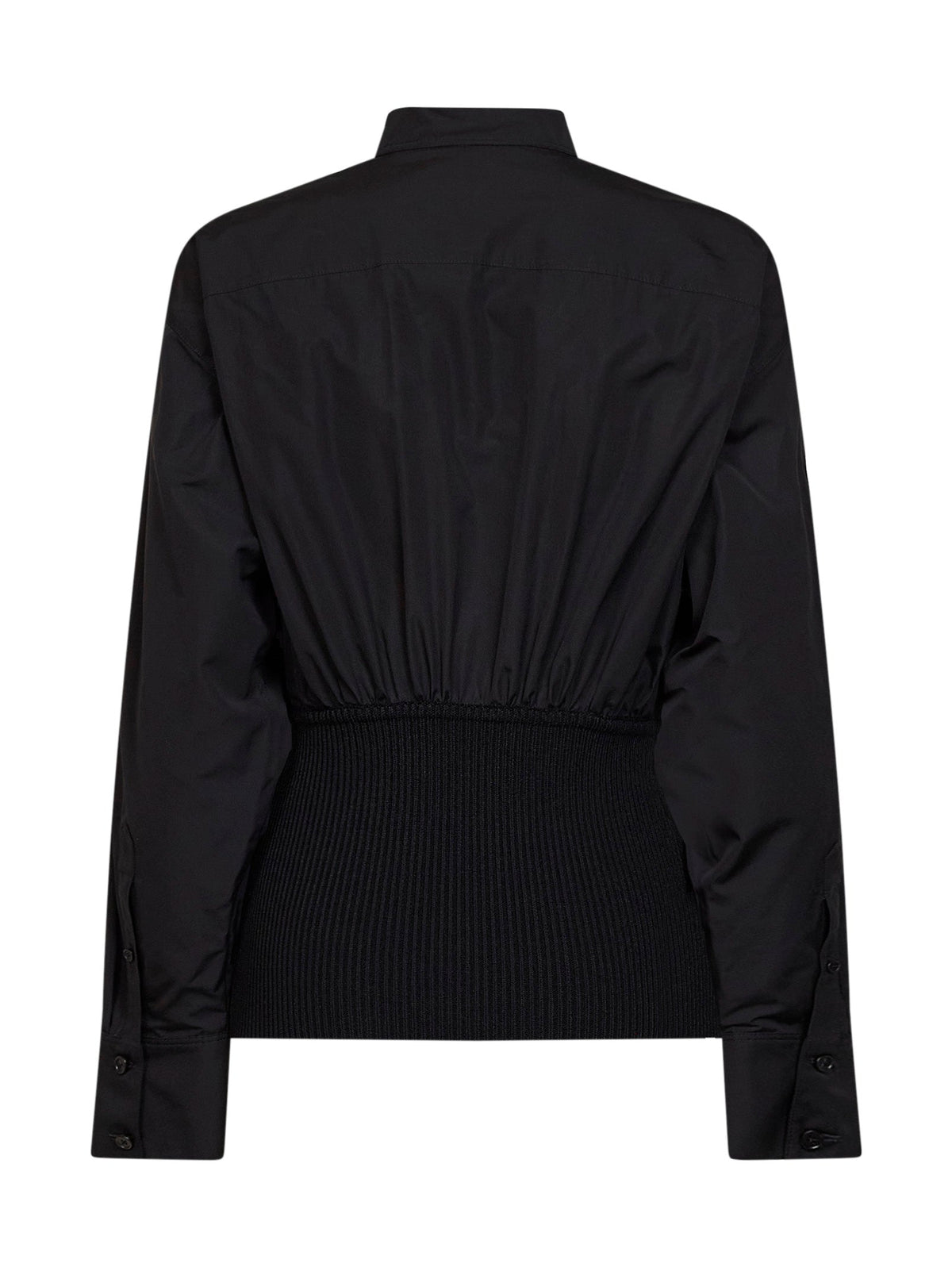 Alaïa Women Black Cotton Poplin Shirt With Ribbed Waist ALAIA