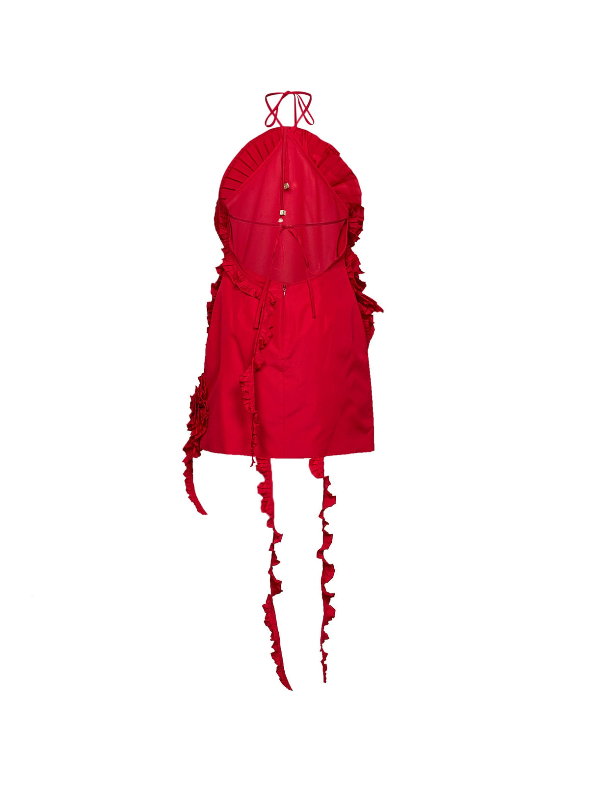 Blumarine Women Red Taffeta Mini Dress With 3D Roses BLUMARINE