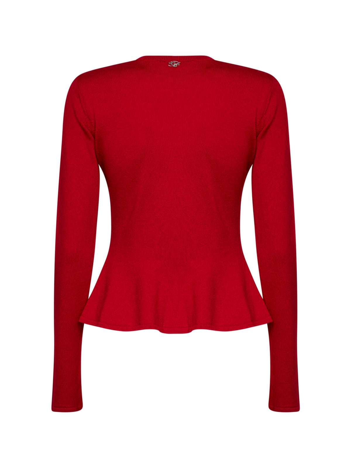 Blumarine Women Red Wool Knit Sweater With Patent Leather Rose Brooch BLUMARINE