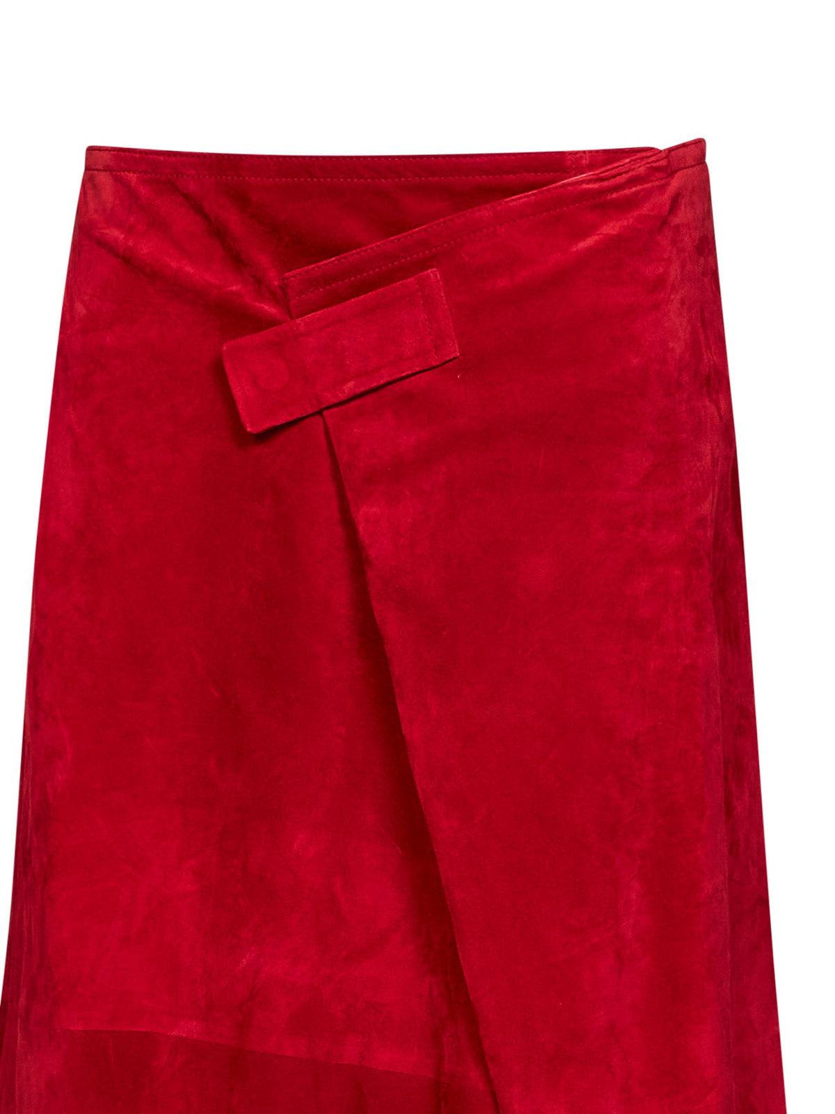Bottega Veneta Women Red Suede Wrap Midi Skirt BOTTEGA VENETA