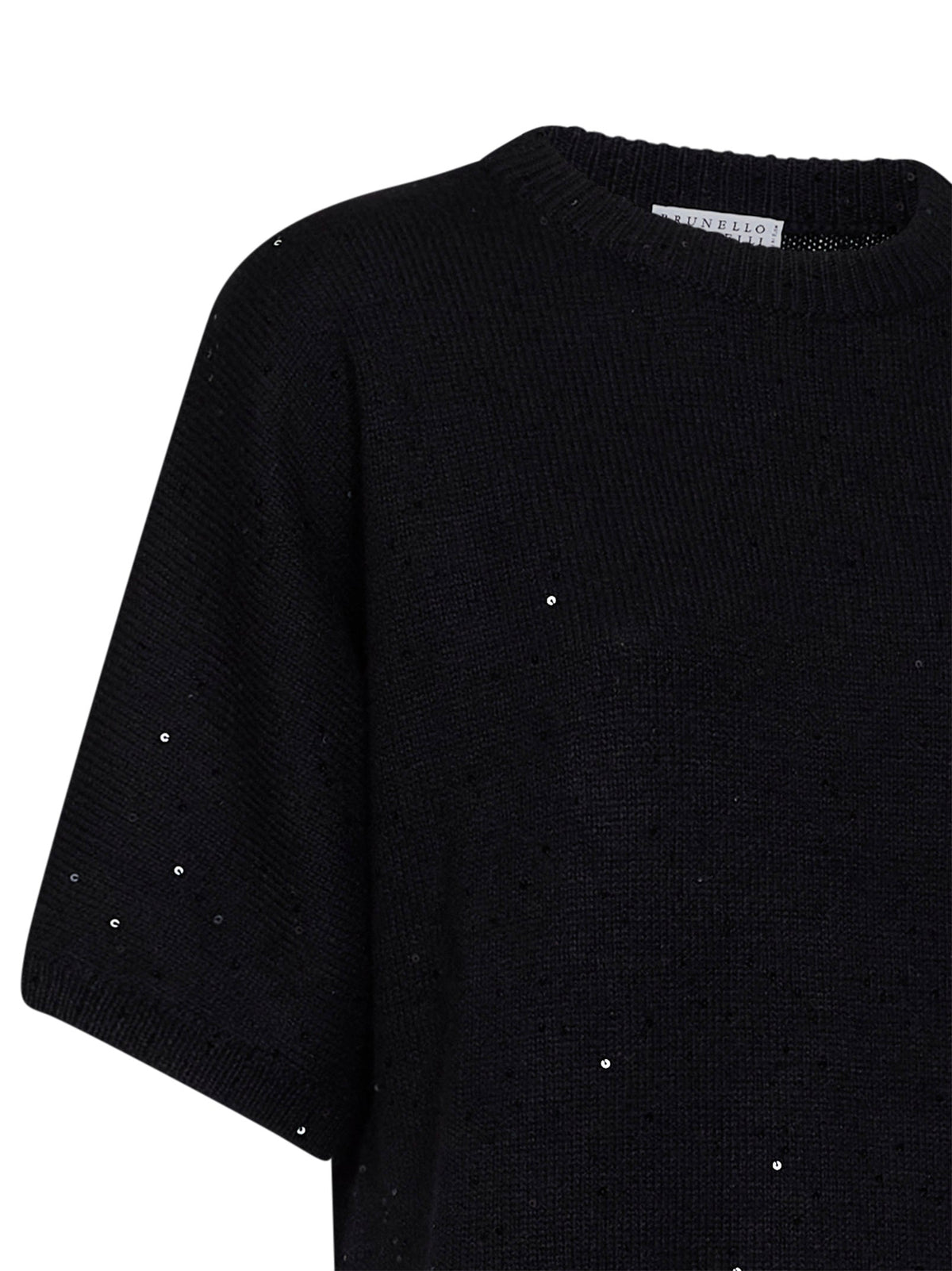 Brunello Cucinelli Women Black Sequin-Embellished Cashmere And Silk Sweater BRUNELLO CUCINELLI