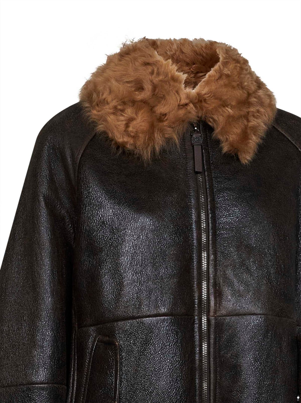 Brunello Cucinelli Women Brown Vintage-Effect Nappa Leather Jacket BRUNELLO CUCINELLI