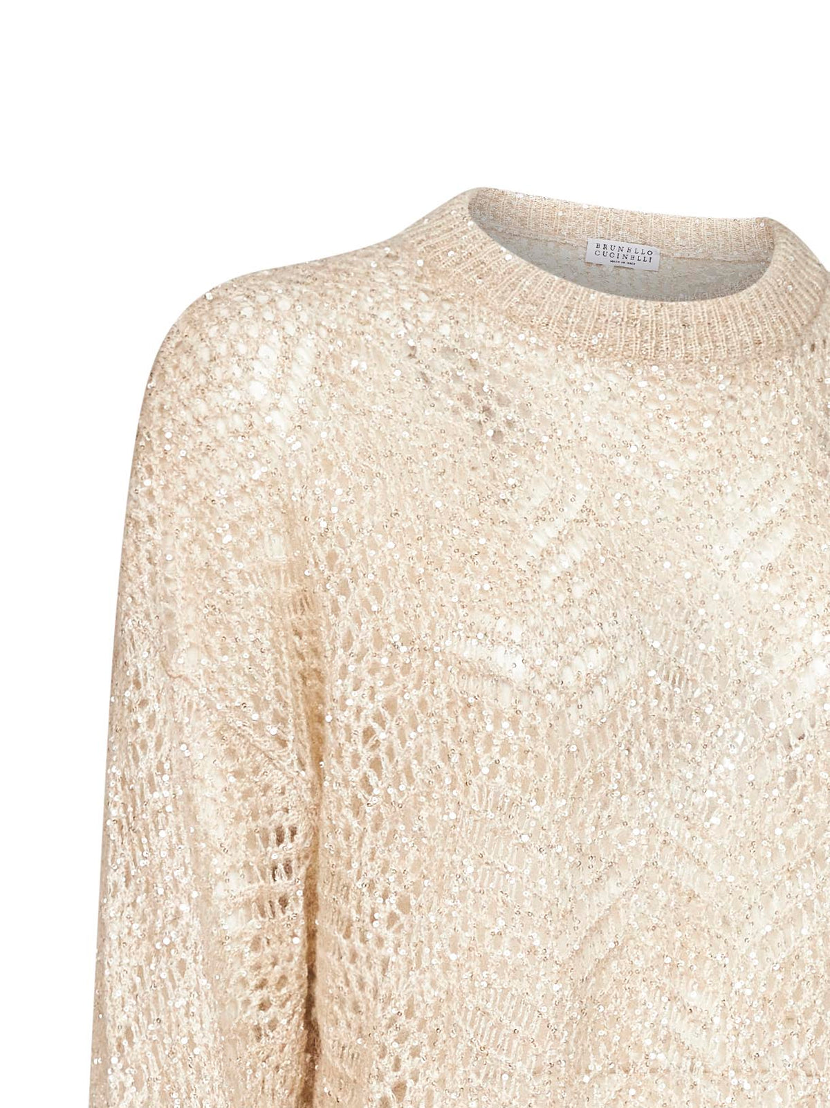 Brunello Cucinelli Women Ivory Dazzling Abstract Leaf Sweater BRUNELLO CUCINELLI