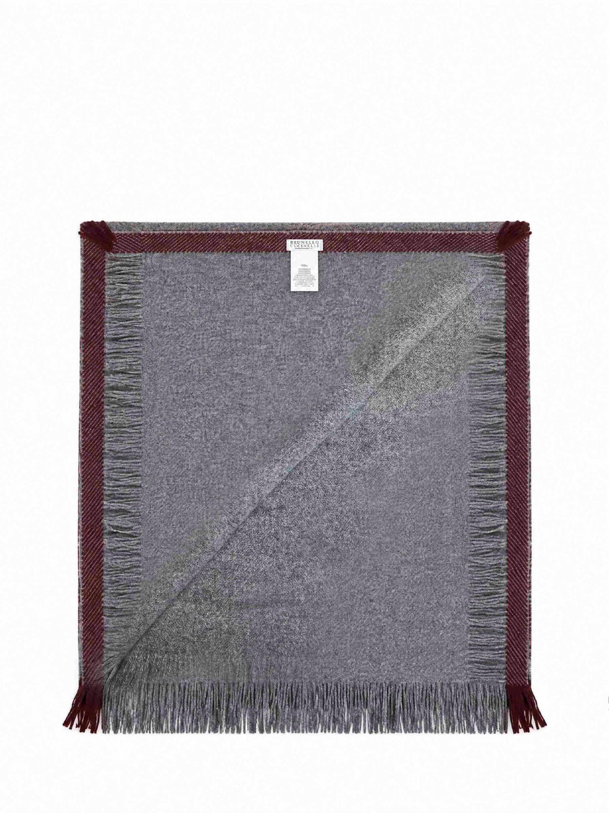 Brunello Cucinelli Men Dark Grey Cashmere Scarf With Contrasting Edges BRUNELLO CUCINELLI