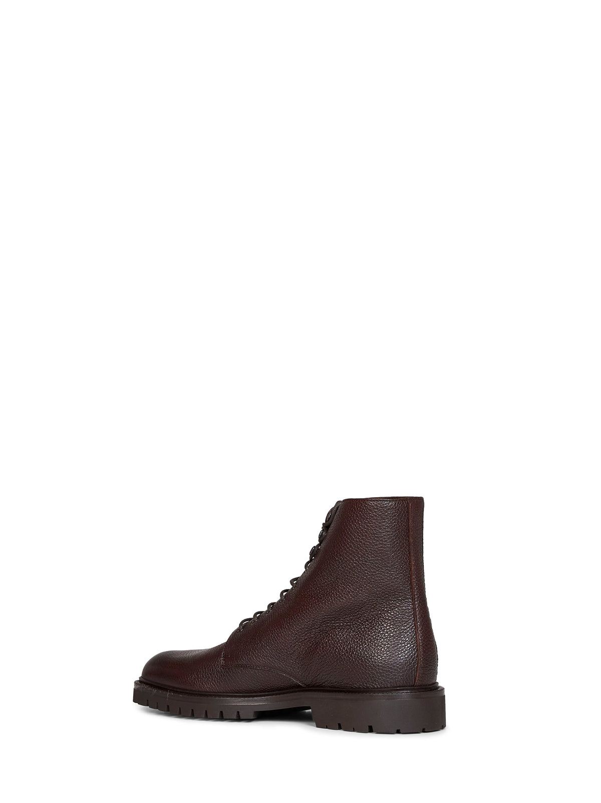 Brunello Cucinelli Men Chestnut Grained Calf Leather Ankle Boots BRUNELLO CUCINELLI