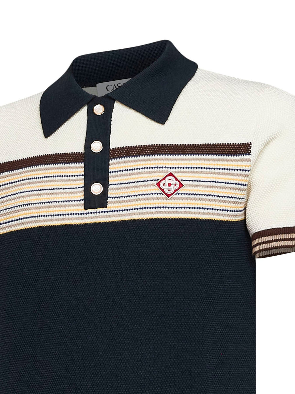 Casablanca Men Multicolor Striped Wool-Blend Knit Café Culture Polo Shirt CASABLANCA