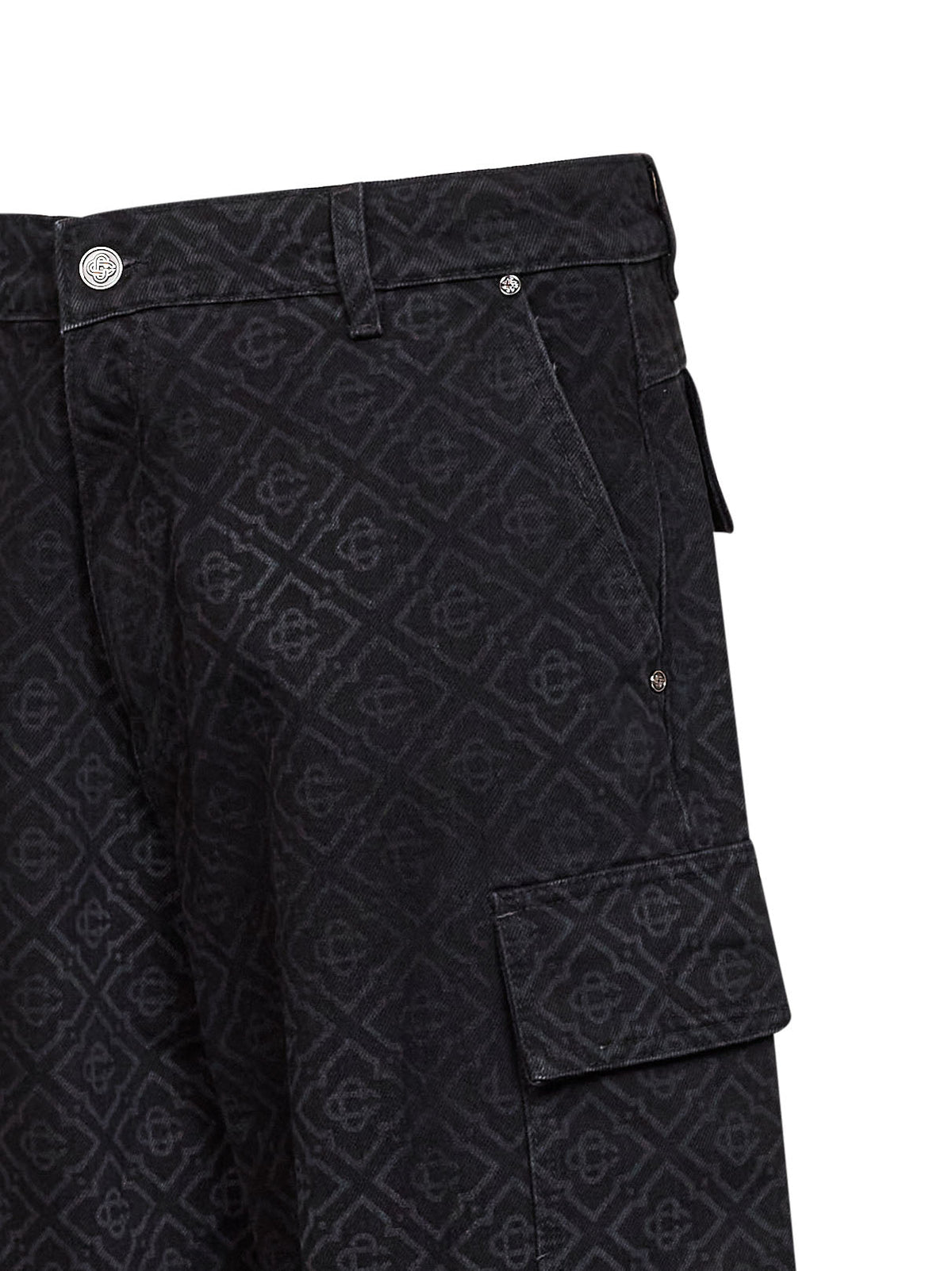 Casablanca Men Black Cotton Denim Monogram Cargo Jeans CASABLANCA
