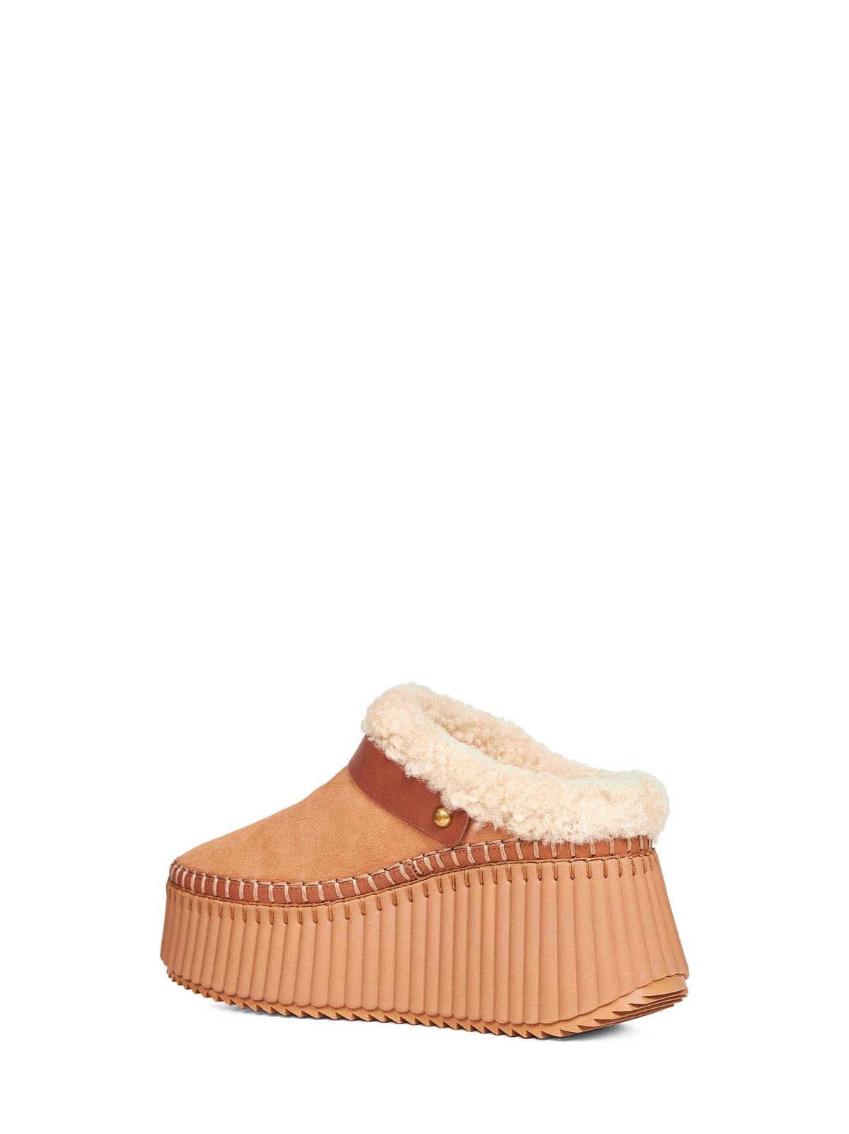 Chloé Women Pottery Brown Nama Wedge Mules CHLOE