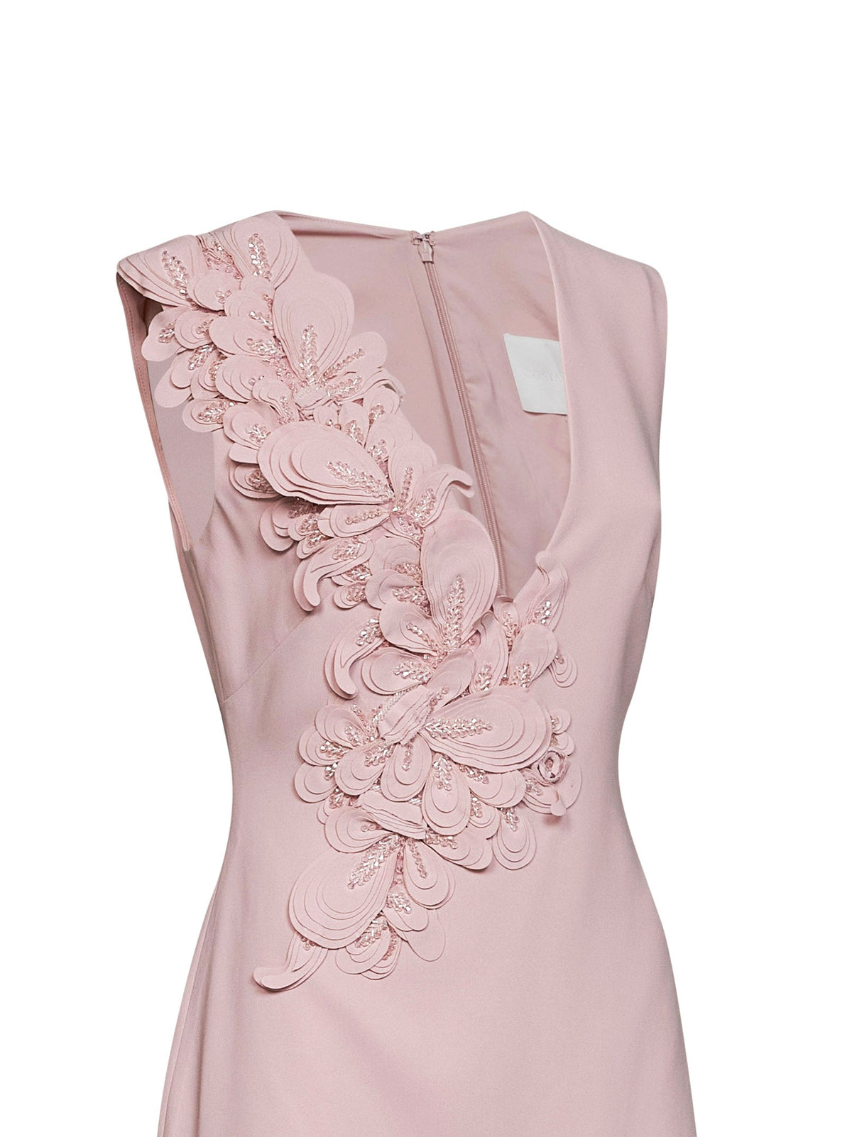 Costarellos Women Dusty Pink Crepe Anora Mini Dress With Floral Appliqués COSTARELLOS