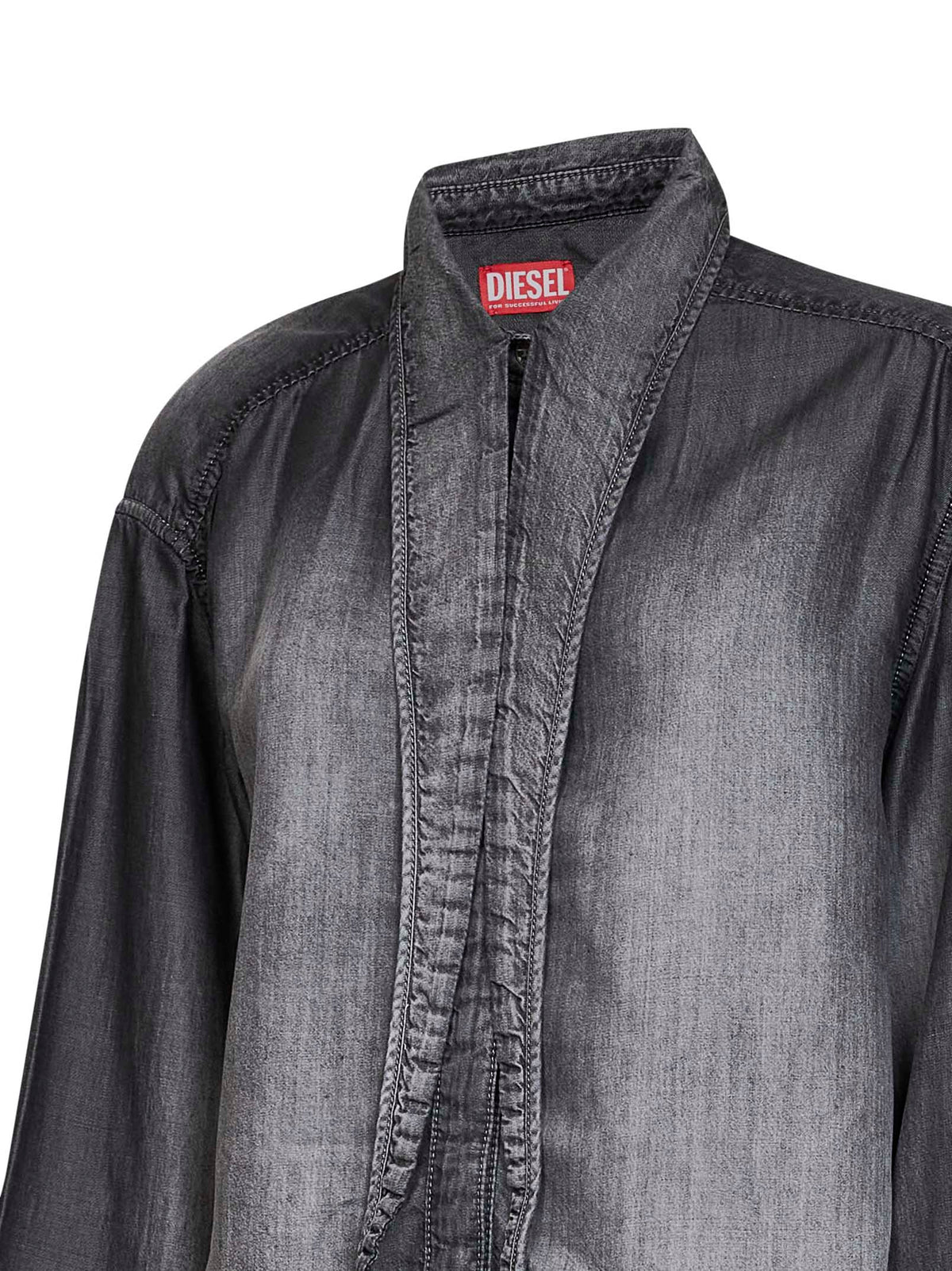 Diesel Women Grey Coated Fluid Denim De-Arven-S Shirt DIESEL