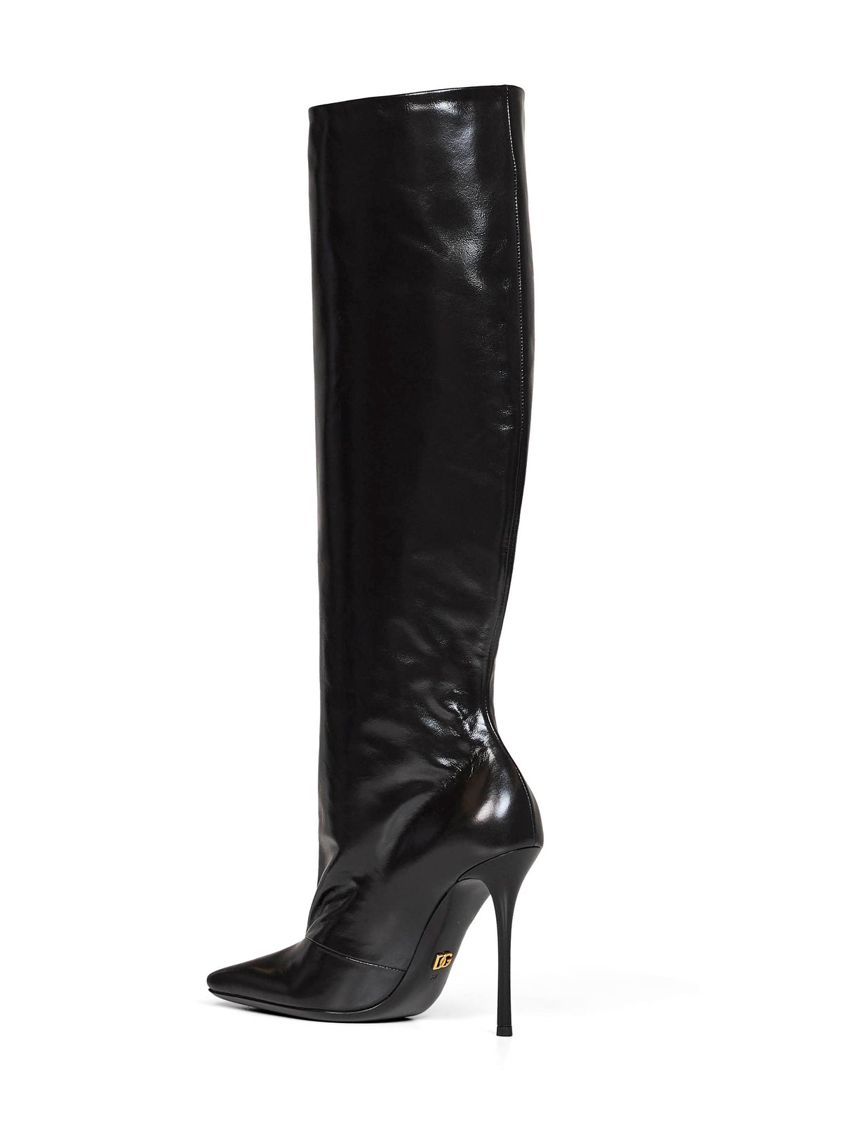 Dolce & Gabbana Women Black Glossy Calfskin Leather Knee-High Boots DOLCE & GABBANA