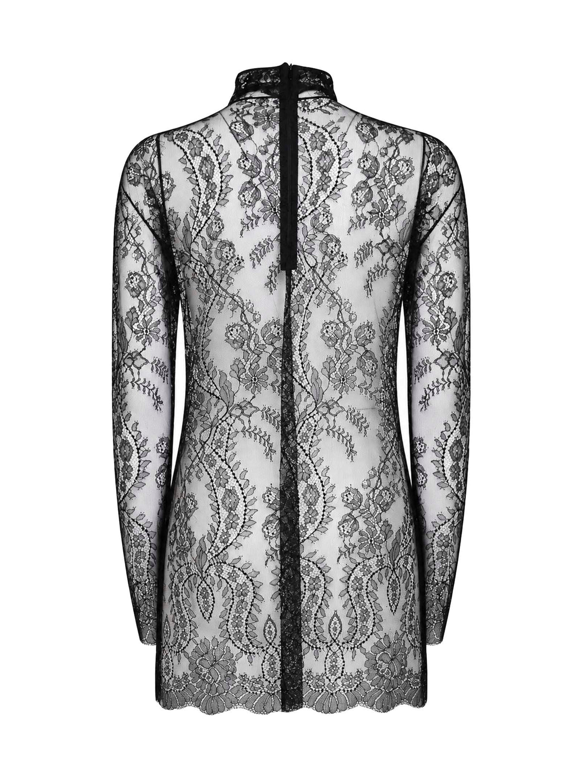 Dolce & Gabbana Women Black Chantilly Lace Long Top DOLCE & GABBANA