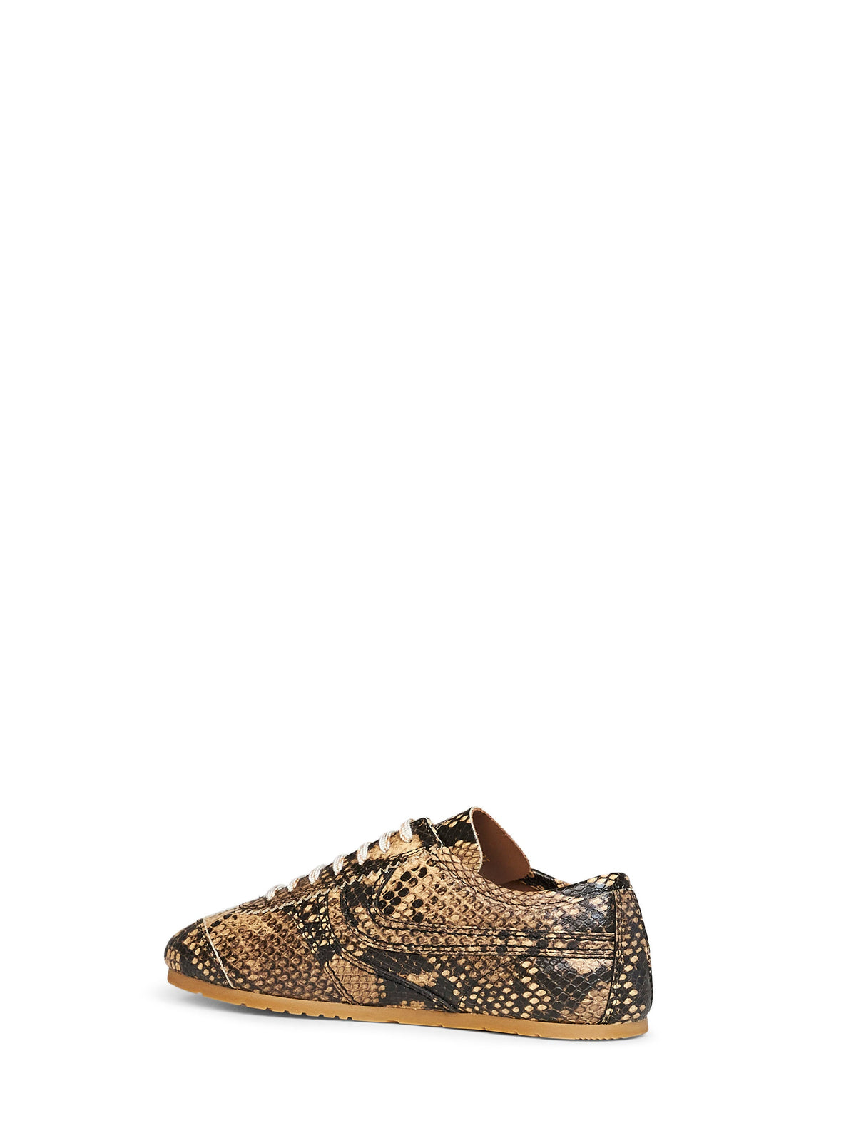 Dries Van Noten Women Beige Snakeskin-Embossed Leather Sneakers DRIES VAN NOTEN