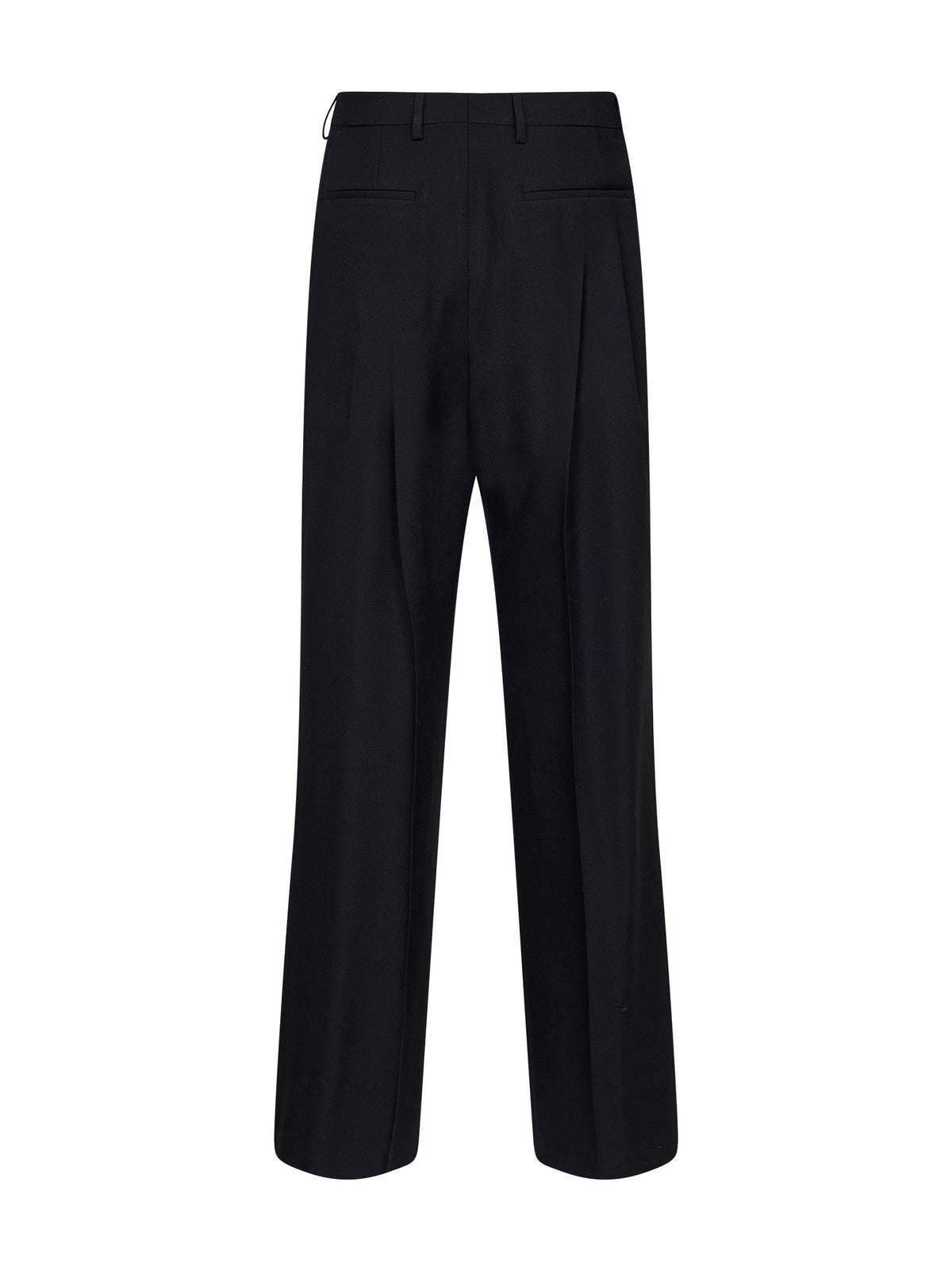 Dries Van Noten Men Black Wool Panrom Double-Pleat Straight-Leg Trousers DRIES VAN NOTEN