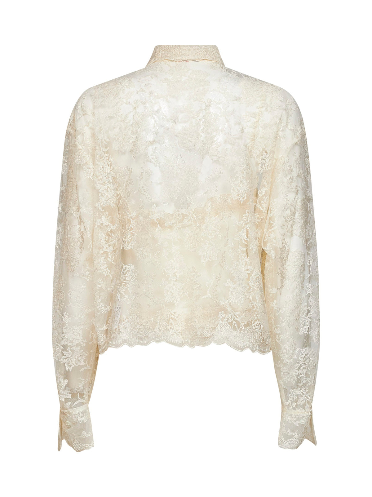 Ermanno Scervino Women Ivory Embroidered Tulle Shirt With Matching Top ERMANO SCERVINO