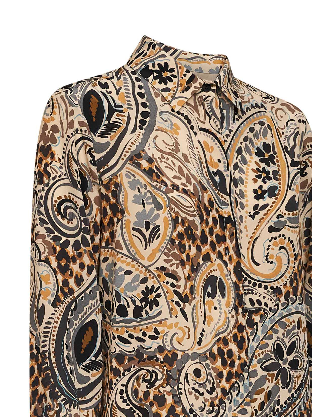 Etro Women Beige Printed Silk Long Shirt ETRO